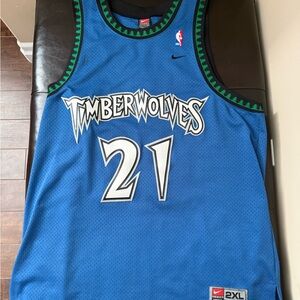 Nike Timberwolves Blue and Green Jersey